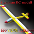 Góbé 1700mm Natúr fehér Styroman EPP vitorlázó repülő Carbonnal (Dekor nélkül)